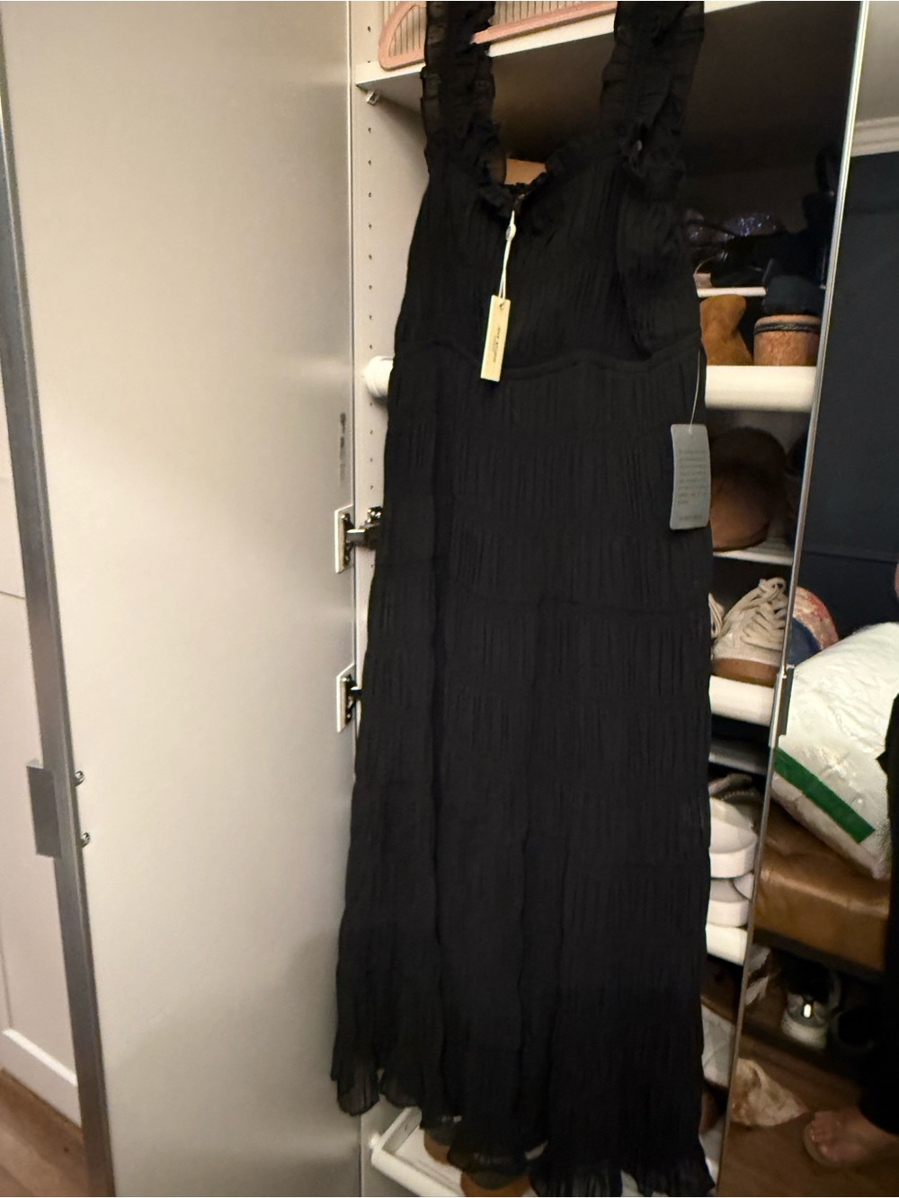 Max Studio Black Sleeveless Ruffled Strap Maxi Dress